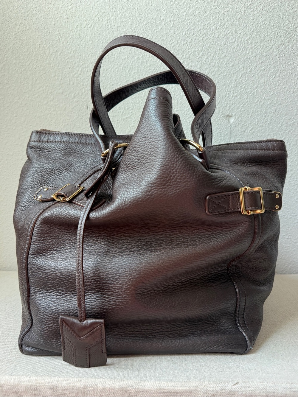 Yves Saint Laurent Soft Brown Downtown Tote w/COA + dust bag- YSL